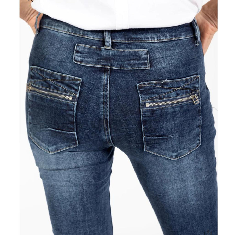 Italian Star Button Jeans with Zip Pocket