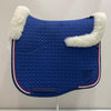 Mattes Dressage Saddle Pad Eurofit Royal Blue with White Sheepskin and Lining, Red and White Piping