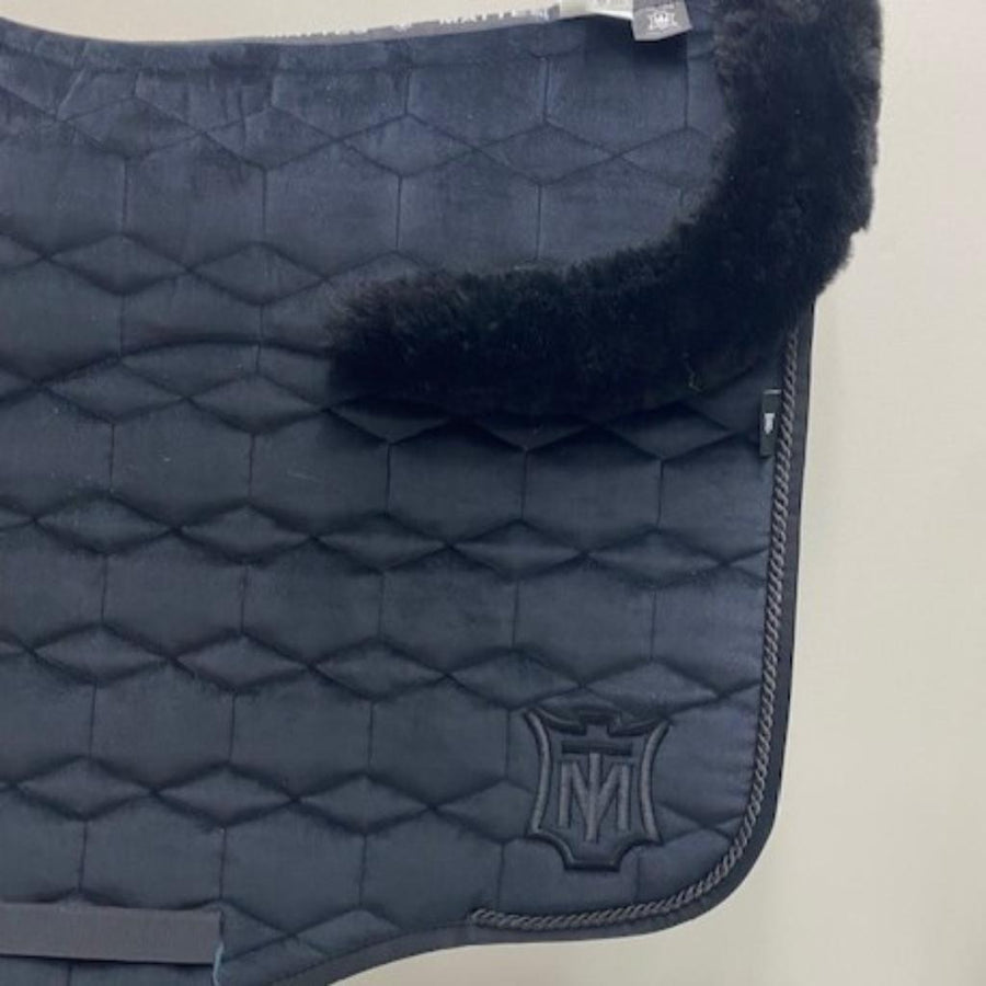 Mattes Eurofit Velvet Dressage Saddle Pad with Sheepskin Lining BLACK