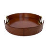 Round Leather Tray with Brass Stirrup Detail