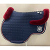 Mattes Jump Saddle Pad Navy with Burgundy Fleece and Burgundy and Silver Piping