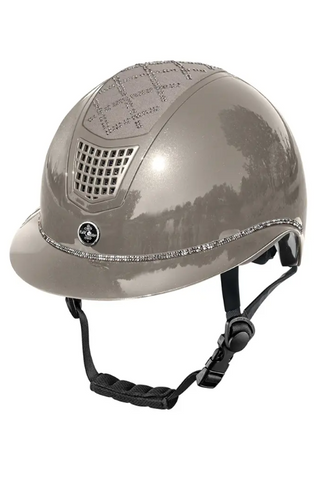FairPlay Quantinum Spotlight 2.0 Shiny Wide Peak Helmet with Silver Crystals