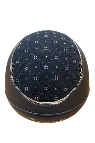 Samshield Shadow Matt 2.0 Helmet Navy with Royal Flower Top and Chrome Trim/ Blazon