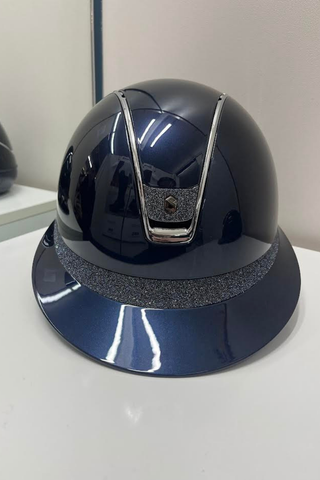 Samshield Miss Shield 2.0 Shadow Glossy Helmet Navy with Crystal Fabric Frontal Band and Blazon