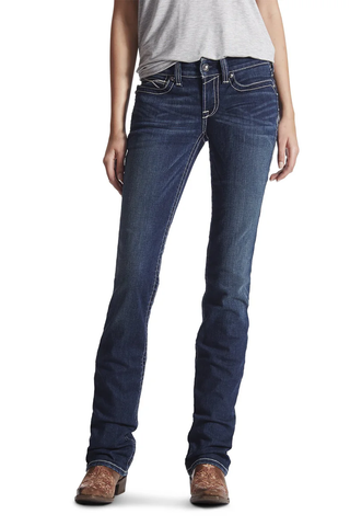 Ariat Womens REAL Mid Rise Stretch Icon Straight Leg Jean
