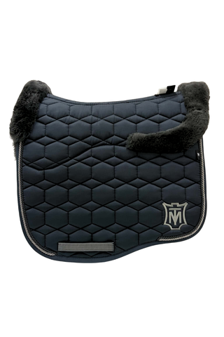 E.A Mattes Eurofit Dressage Saddle Pad Graphite Sheen with Graphite Fleece Trim and Semi Lining