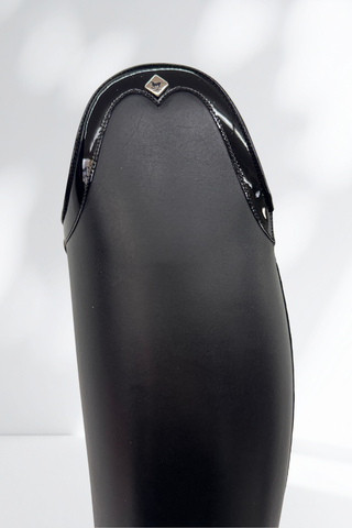 DeNiro Bellini Dressage Boots with Rondine Patent Cuff and Comfort Knee