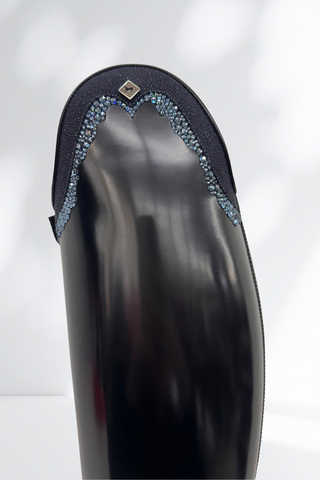 DeNiro Bellini Dressage Boots Brushed Leather with Rondine Stardust Cuff and Swarovski Rhinestone Top