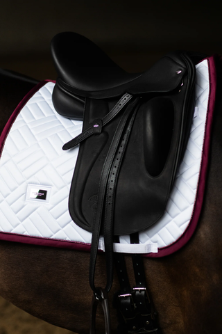 Equestrian Stockholm Dressage Saddle Pad Modern White Merlot