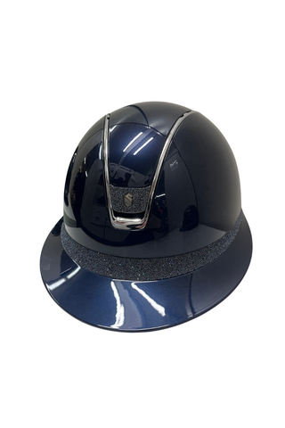 Samshield Miss Shield 2.0 Shadow Glossy Helmet Navy with Crystal Fabric Frontal Band and Blazon