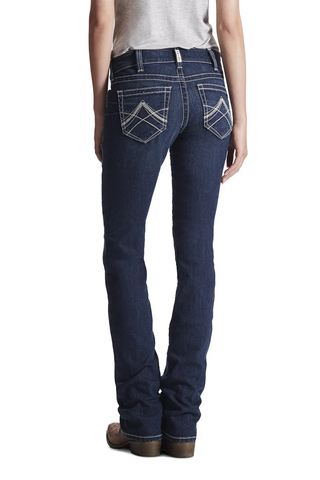 Ariat Womens REAL Mid Rise Stretch Icon Straight Leg Jean
