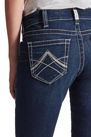Ariat Womens REAL Mid Rise Stretch Icon Straight Leg Jean