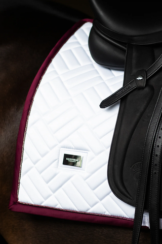 Equestrian Stockholm Dressage Saddle Pad Modern White Merlot