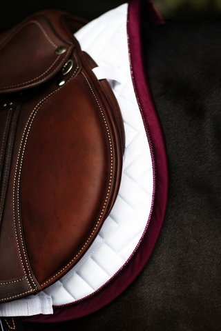 Equestrian Stockholm Jump Saddle Pad Modern White Merlot
