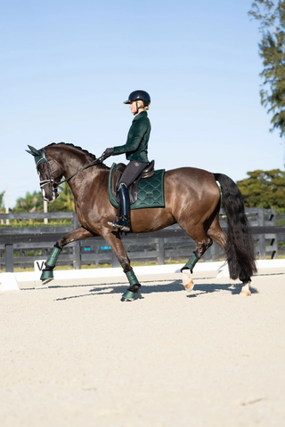 Equestrian Stockholm Dressage Saddle Pad Velvet Sycamore Green
