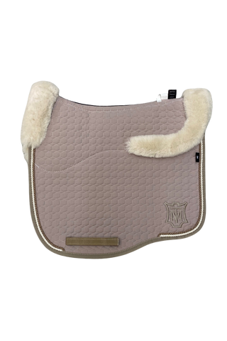 Mattes Dressage Saddle Pad Eurofit Walnut Quilt with Linen Sheepskin Trim and Semi Lining