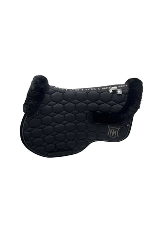 E.A Mattes Eurofit Jump Saddle Pad Black Sheen with Black Fleece Trim