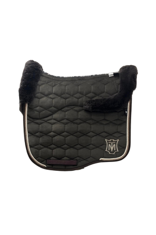 E.A Mattes Eurofit Dressage Saddle Pad Brown Velvet with Brown Fleece Trim and Semi Lining