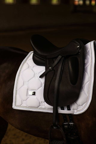 Equestrian Stockholm Dressage Saddle Pad Crystal Shine White