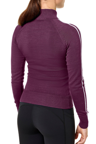 Equestrian Stockholm Ladies Knitted Zip Top Mauve Wine