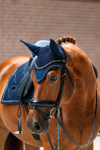 Equestrian Stockholm Ear Bonnet Modern Crystal Blue Meadow