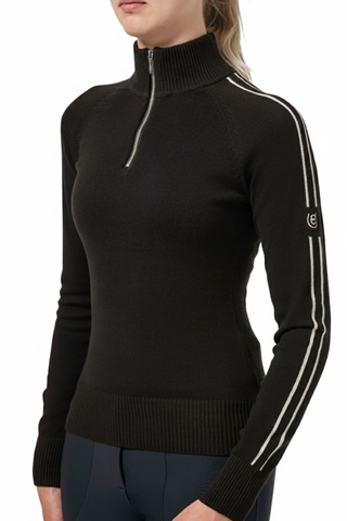 Equestrian Stockholm Ladies Knitted Zip Top Black