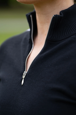 Equestrian Stockholm Ladies Knitted Zip Top Black