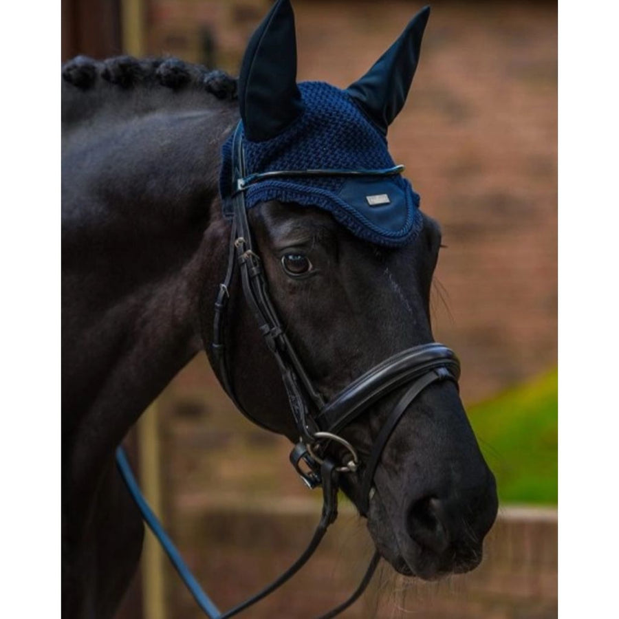 Equestrian Stockholm Ear Bonnet Plain Navy Silver