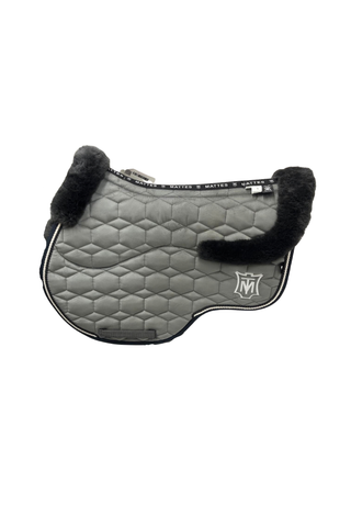 E.A Mattes Eurofit Jump Saddle Pad Slate Velvet with Graphite Fleece Trim and Semi Lining