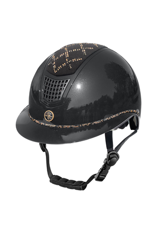 FairPlay Quantinum Spotlight 2.0 Shiny Wide Peak Helmet with Vintage Gold Crystals