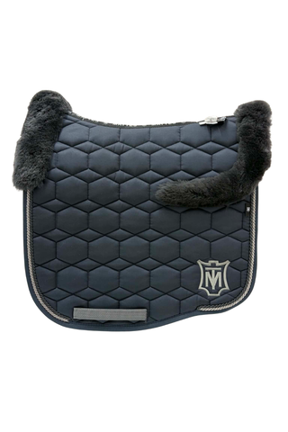 E.A Mattes Eurofit Dressage Saddle Pad Graphite Sheen with Graphite Fleece Front and Rear Trim