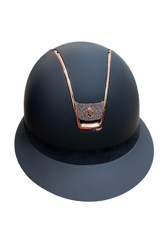 Samshield Miss Shield Shadow Glossy 2.0 Helmet Black with Rose Gold Crystal Fabric Blazon and Rose Gold Trim