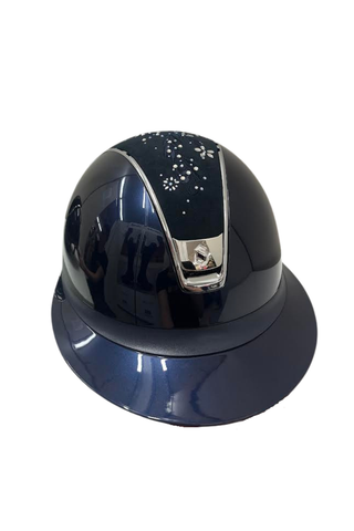Samshield Miss Shield 2.0 Shadow Glossy Helmet with Flower Swarovski Jewellery Top Navy