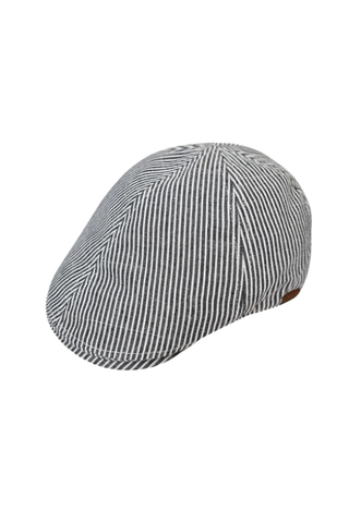 Stanton Flat Cap Black Stripes