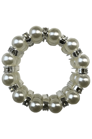 Hamag Pearl Hair Scrunchie with 3 Strand Diamantes