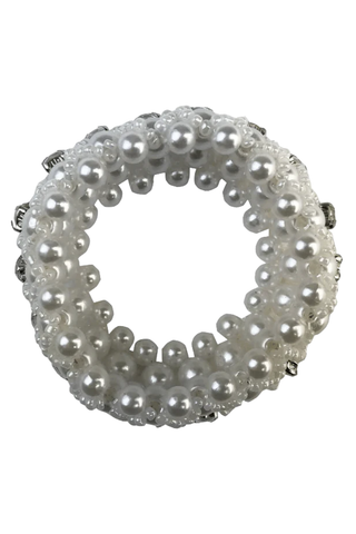 Hamag Pearl Hair Scrunchie with Beads and Crystals