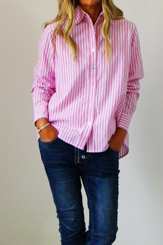 Who's Charlie Riley Oversized Cotton Stripe Shirt