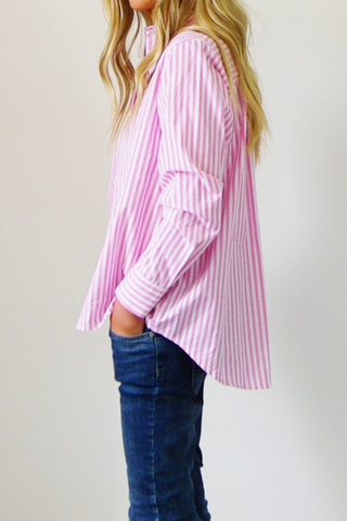 Who's Charlie Riley Oversized Cotton Stripe Shirt