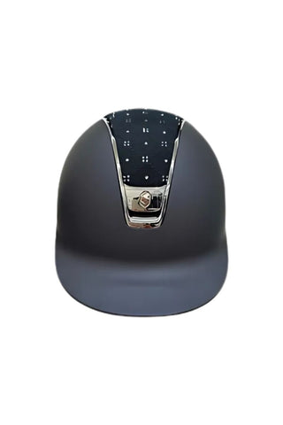 Samshield Shadow Matt 2.0 Helmet Navy with Royal Flower Top and Chrome Trim/ Blazon