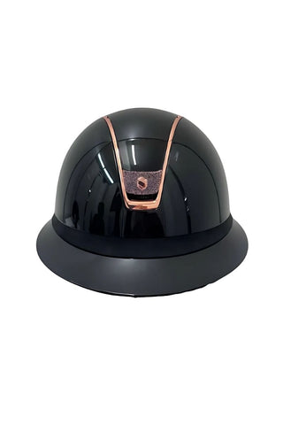 Samshield Miss Shield Shadow Glossy 2.0 Helmet Black with Rose Gold Crystal Fabric Blazon and Rose Gold trim