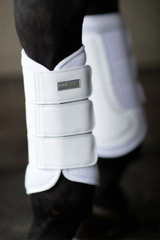 Equestrian Stockholm Mesh Brushing Boots White Silver
