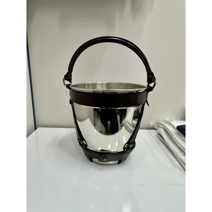 Metal Wine Bucket with Leather Strapping