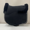 Mattes Dressage Saddle Pad Black with Black Sheepskin Lining and Trim Silver/Black Piping