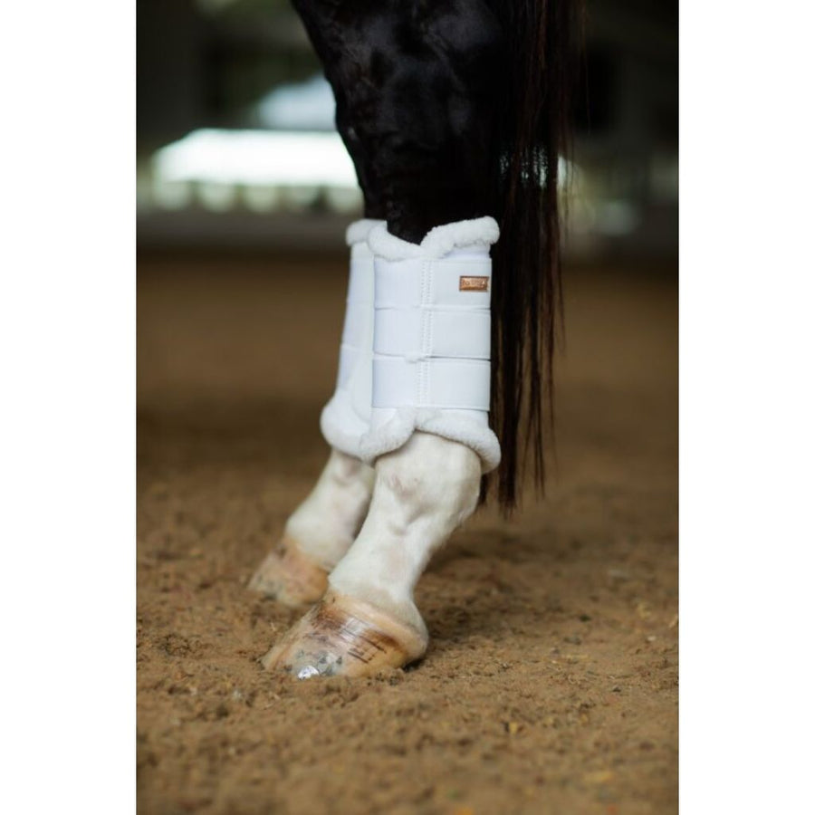 Equestrian Stockholm Fleece Lined Brushing Boots Set of 2 White- Moonless Night
