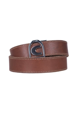 Cavallo Tola Leather Belt with Stirrup Logo Buckle