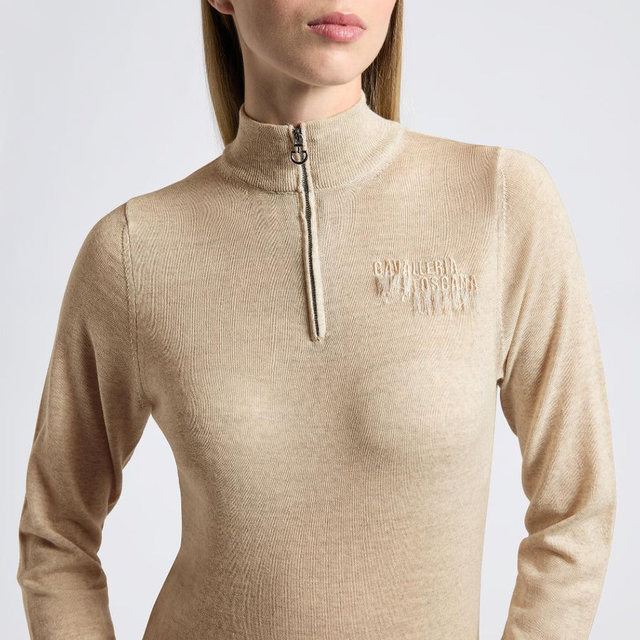 Cavalleria Toscana Ladies Merino Half Zip Turtleneck Sweater