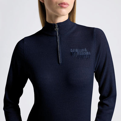 Cavalleria Toscana Ladies Merino Half Zip Turtleneck Sweater