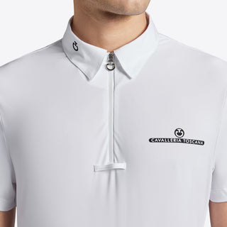 Cavalleria Toscana Mens Jersey Short Sleeved Competition Shirt with Zip