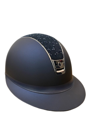 Samshield Miss Shield 2.0 Shadow Matt Helmet Navy with Crystal Leaf Top and Chrome Trim/ Blazon