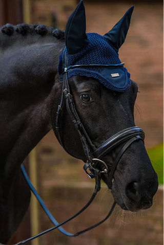 Equestrian Stockholm Ear Bonnet Plain Navy Silver